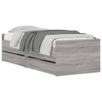 vidaXL Cadru de pat cu sertare, gri sonoma, 90x190 cm vidaXL Cadru de pat cu sertare, gri sonoma, 90x190 cm