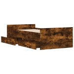 vidaXL Cadru de pat cu sertare, stejar fumuriu, 100x200 cm