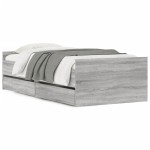 vidaXL Cadru de pat cu sertare, gri sonoma, 100x200 cm vidaXL Cadru de pat cu sertare, gri sonoma, 100x200 cm