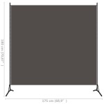 vidaXL Separator de cameră, antracit, 175x180 cm, textil