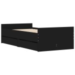 vidaXL Cadru de pat cu sertare, negru, 90x200 cm