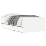 vidaXL Cadru de pat cu sertare, alb, 90x190 cm vidaXL Cadru de pat cu sertare, alb, 90x190 cm