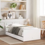 vidaXL Cadru de pat cu sertare, alb, 90x190 cm vidaXL Cadru de pat cu sertare, alb, 90x190 cm