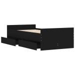 vidaXL Cadru de pat cu sertare, negru, 90x190 cm