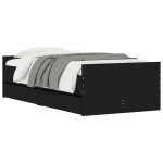 vidaXL Cadru de pat cu sertare, negru, 75x190 cm mic, single vidaXL Cadru de pat cu sertare, negru, 75x190 cm mic, single