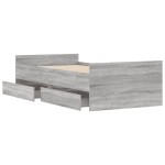 vidaXL Cadru de pat cu sertare, sonoma gri, 75x190 cm, mic single