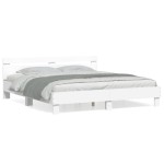 vidaXL Cadru de pat cu tăblie 200x200 cm, alb, lemn prelucrat