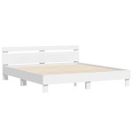 vidaXL Cadru de pat cu tăblie 200x200 cm, alb, lemn prelucrat