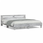 vidaXL Cadru de pat cu tăblie gri beton 200x200 cm lemn prelucrat vidaXL Cadru de pat cu tăblie gri beton 200x200 cm lemn prelucrat
