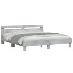 vidaXL Cadru de pat cu tăblie gri beton 200x200 cm lemn prelucrat vidaXL Cadru de pat cu tăblie gri beton 200x200 cm lemn prelucrat
