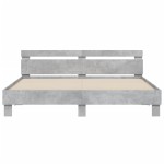 vidaXL Cadru de pat cu tăblie gri beton 200x200 cm lemn prelucrat vidaXL Cadru de pat cu tăblie gri beton 200x200 cm lemn prelucrat