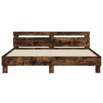 vidaXL Cadru de pat cu tăblie stejar fumuriu 200x200 cm lemn prelucrat