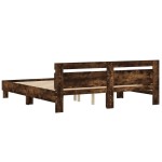 vidaXL Cadru de pat cu tăblie stejar fumuriu 200x200 cm lemn prelucrat