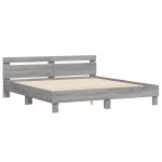 vidaXL Cadru de pat cu tăblie gri sonoma 200x200 cm lemn prelucrat vidaXL Cadru de pat cu tăblie gri sonoma 200x200 cm lemn prelucrat