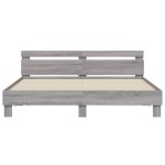 vidaXL Cadru de pat cu tăblie gri sonoma 200x200 cm lemn prelucrat vidaXL Cadru de pat cu tăblie gri sonoma 200x200 cm lemn prelucrat