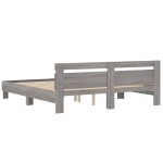 vidaXL Cadru de pat cu tăblie gri sonoma 200x200 cm lemn prelucrat vidaXL Cadru de pat cu tăblie gri sonoma 200x200 cm lemn prelucrat