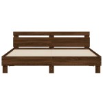 vidaXL Cadru de pat cu tăblie stejar maro 200x200 cm lemn prelucrat vidaXL Cadru de pat cu tăblie stejar maro 200x200 cm lemn prelucrat