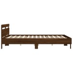 vidaXL Cadru de pat cu tăblie stejar maro 200x200 cm lemn prelucrat vidaXL Cadru de pat cu tăblie stejar maro 200x200 cm lemn prelucrat
