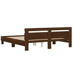 vidaXL Cadru de pat cu tăblie stejar maro 200x200 cm lemn prelucrat vidaXL Cadru de pat cu tăblie stejar maro 200x200 cm lemn prelucrat