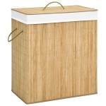 vidaXL Coș de rufe din bambus cu 2 secțiuni, 100 L vidaXL Coș de rufe din bambus cu 2 secțiuni, 100 L