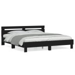 vidaXL Cadru de pat cu tăblie, negru, 180x200 cm, lemn prelucrat vidaXL Cadru de pat cu tăblie, negru, 180x200 cm, lemn prelucrat