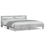 vidaXL Cadru de pat cu tăblie gri beton 180x200 cm lemn prelucrat vidaXL Cadru de pat cu tăblie gri beton 180x200 cm lemn prelucrat