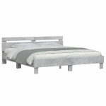 vidaXL Cadru de pat cu tăblie gri beton 180x200 cm lemn prelucrat vidaXL Cadru de pat cu tăblie gri beton 180x200 cm lemn prelucrat