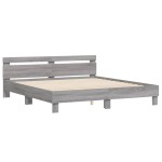 vidaXL Cadru de pat cu tăblie gri sonoma 180x200 cm lemn prelucrat