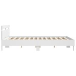 vidaXL Cadru de pat cu tăblie, alb, 160x200 cm, lemn prelucrat vidaXL Cadru de pat cu tăblie, alb, 160x200 cm, lemn prelucrat