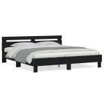 vidaXL Cadru de pat cu tăblie, negru, 160x200 cm, lemn prelucrat vidaXL Cadru de pat cu tăblie, negru, 160x200 cm, lemn prelucrat