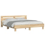 vidaXL Cadru de pat cu tăblie stejar sonoma 160x200 cm lemn prelucrat