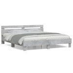 vidaXL Cadru de pat cu tăblie gri beton 160x200 cm lemn prelucrat vidaXL Cadru de pat cu tăblie gri beton 160x200 cm lemn prelucrat
