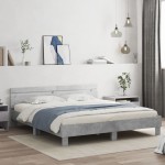 vidaXL Cadru de pat cu tăblie gri beton 160x200 cm lemn prelucrat vidaXL Cadru de pat cu tăblie gri beton 160x200 cm lemn prelucrat