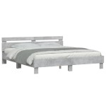vidaXL Cadru de pat cu tăblie gri beton 160x200 cm lemn prelucrat vidaXL Cadru de pat cu tăblie gri beton 160x200 cm lemn prelucrat