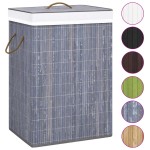 vidaXL Coș de rufe din bambus cu 2 secțiuni, gri, 72 L vidaXL Coș de rufe din bambus cu 2 secțiuni, gri, 72 L