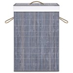 vidaXL Coș de rufe din bambus cu 2 secțiuni, gri, 72 L vidaXL Coș de rufe din bambus cu 2 secțiuni, gri, 72 L