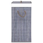 vidaXL Coș de rufe din bambus cu 2 secțiuni, gri, 72 L vidaXL Coș de rufe din bambus cu 2 secțiuni, gri, 72 L
