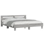 vidaXL Cadru de pat cu tăblie, gri sonoma, 160x200 cm lemn prelucrat vidaXL Cadru de pat cu tăblie, gri sonoma, 160x200 cm lemn prelucrat