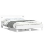 vidaXL Cadru de pat cu tăblie, alb, 150x200 cm, lemn prelucrat