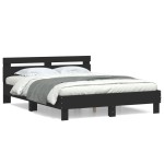 vidaXL Cadru de pat cu tăblie, negru, 150x200 cm, lemn prelucrat vidaXL Cadru de pat cu tăblie, negru, 150x200 cm, lemn prelucrat