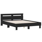 vidaXL Cadru de pat cu tăblie, negru, 150x200 cm, lemn prelucrat vidaXL Cadru de pat cu tăblie, negru, 150x200 cm, lemn prelucrat