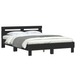 vidaXL Cadru de pat cu tăblie, negru, 150x200 cm, lemn prelucrat vidaXL Cadru de pat cu tăblie, negru, 150x200 cm, lemn prelucrat