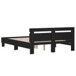 vidaXL Cadru de pat cu tăblie, negru, 150x200 cm, lemn prelucrat vidaXL Cadru de pat cu tăblie, negru, 150x200 cm, lemn prelucrat
