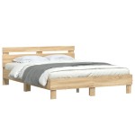 vidaXL Cadru de pat cu tăblie stejar sonoma 150x200 cm lemn prelucrat