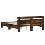 vidaXL Cadru de pat cu tăblie stejar fumuriu 150x200 cm lemn prelucrat vidaXL Cadru de pat cu tăblie stejar fumuriu 150x200 cm lemn prelucrat