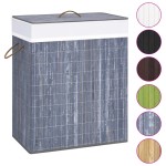 vidaXL Coș de rufe din bambus cu 2 secțiuni, gri, 100 L vidaXL Coș de rufe din bambus cu 2 secțiuni, gri, 100 L