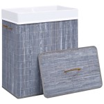 vidaXL Coș de rufe din bambus cu 2 secțiuni, gri, 100 L vidaXL Coș de rufe din bambus cu 2 secțiuni, gri, 100 L
