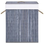 vidaXL Coș de rufe din bambus cu 2 secțiuni, gri, 100 L vidaXL Coș de rufe din bambus cu 2 secțiuni, gri, 100 L