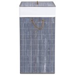 vidaXL Coș de rufe din bambus cu 2 secțiuni, gri, 100 L vidaXL Coș de rufe din bambus cu 2 secțiuni, gri, 100 L