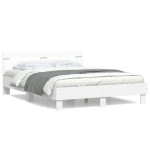 vidaXL Cadru de pat cu tăblie, alb, 140x200 cm, lemn prelucrat vidaXL Cadru de pat cu tăblie, alb, 140x200 cm, lemn prelucrat